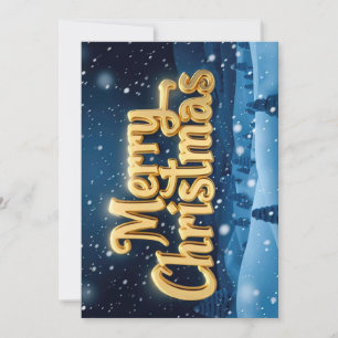  "Merry Christmas" goldene Schrift im Schnee Invitation