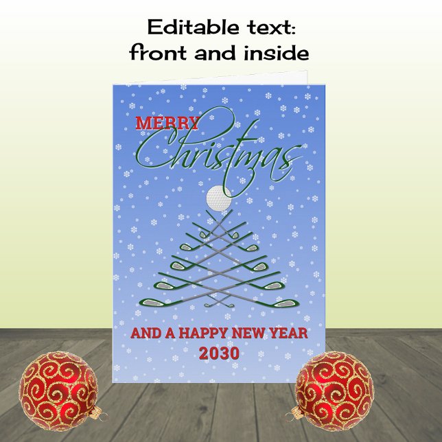 Merry Christmas golf add year Holiday Card (Creator Uploaded)