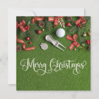 Merry Christmas Golf on Putting Green Holiday 
