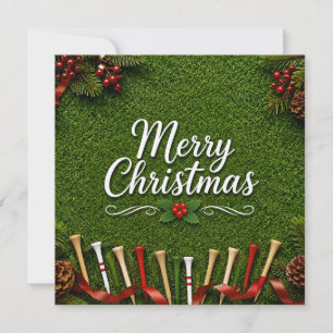 Merry Christmas Golf on Putting Green Holiday  Card