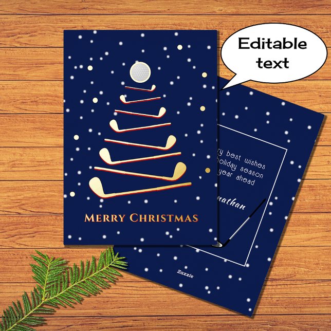 Merry christmas golf tree custom text blue (Creator Uploaded)