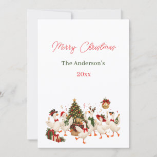 Merry Christmas Goose Family Friends Holiday Card