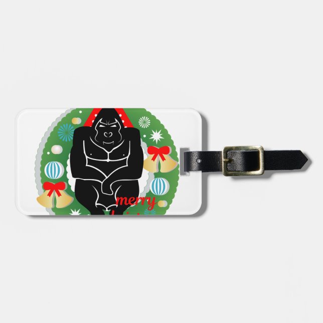 merry christmas gorilla luggage tag (Front Horizontal)