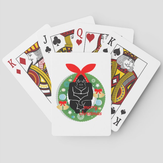 merry christmas gorilla playing cards (Back)