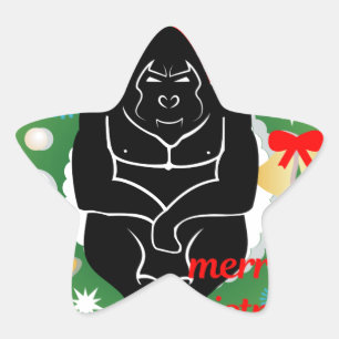 merry christmas gorilla star sticker