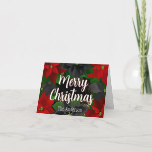 Merry Christmas Goth Poinsettias Holiday Card