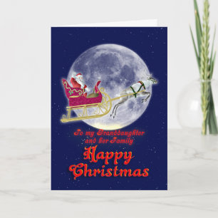 Merry Christmas Granddaughter, santa in his sleigh Holiday Card