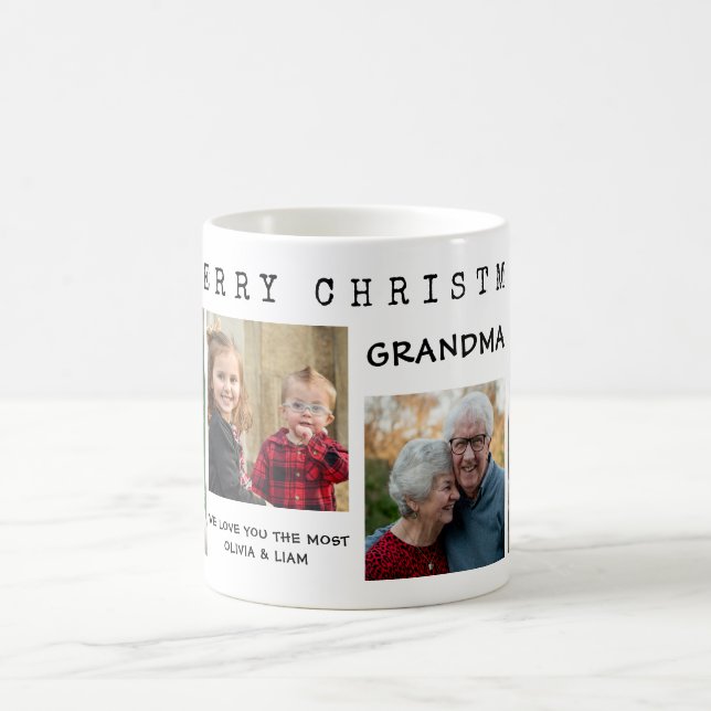 Merry Christmas Grandma 4 Photo Collage  Coffee Mug (Center)