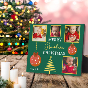 Merry Christmas Grandma 4-Photo Collage Plaque