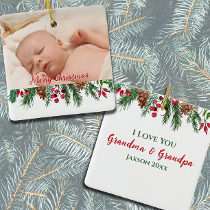 Merry Christmas Grandma and Grandpa Keepsake Ceramic Ornament