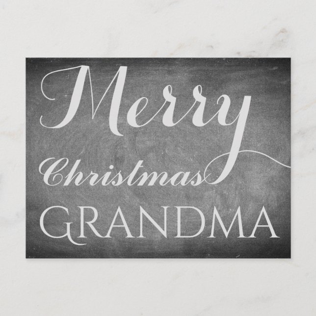 Merry Christmas Grandma Chalkboard Typography Holiday Postcard (Front)