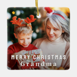 Merry Christmas Grandma Custom Photo Holiday Ceramic Ornament