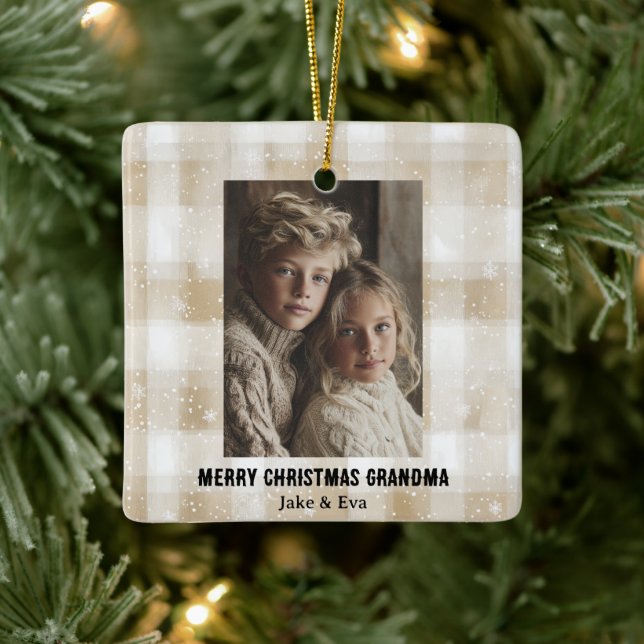 Merry Christmas Grandma | Family Photo Ornament (Tree)