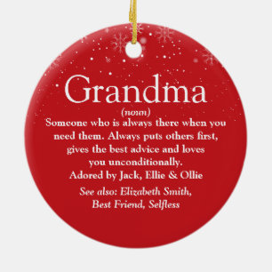 Merry Christmas Grandma Grandmother Definition Ceramic Tree Decoration