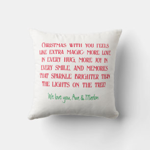 Merry Christmas Grandma & Grandpa, Customised Text Cushion