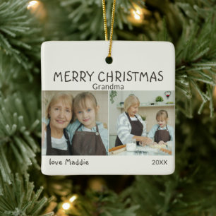 Merry Christmas Grandma Photo Year Ceramic Ornament