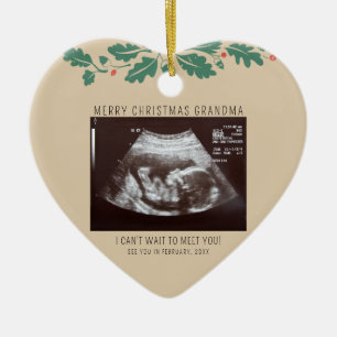 Merry Christmas Grandma Pregnancy Announcement Ceramic Tree Decoration
