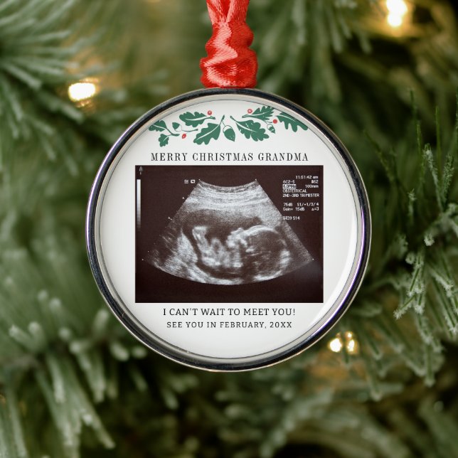 Merry Christmas Grandma Pregnancy Announcement Metal Tree Decoration (Tree)