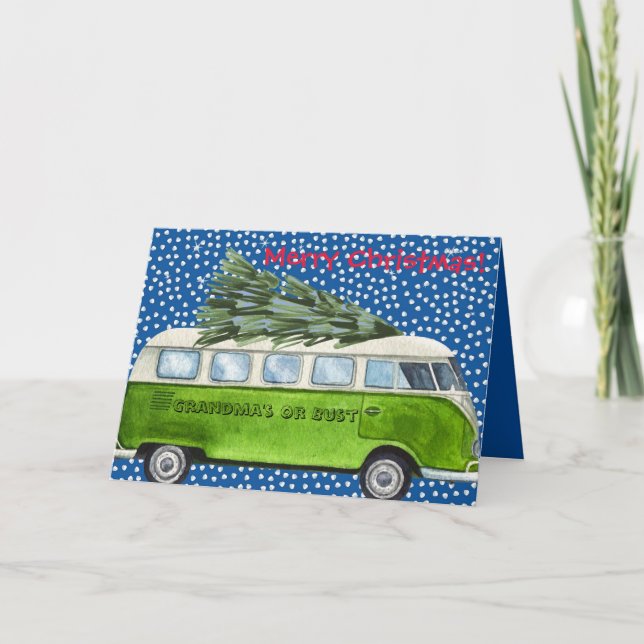 Merry Christmas Grandma's or Bust Personalized Holiday Card (Front)