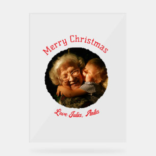 Merry Christmas grandmother daughter photo circle Acrylic Sign