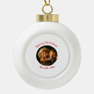 Merry Christmas grandmother daughter photo circle Ceramic Ball Christmas Ornament