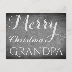 Merry Christmas Grandpa Chalkboard Typography Holiday Postcard