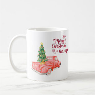 Merry Christmas Grandpa RED TRUCK Personalised Coffee Mug