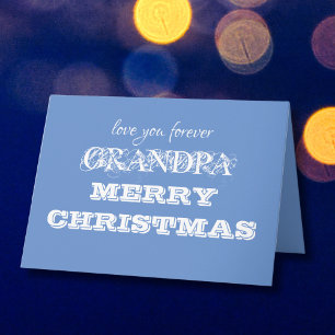 Merry Christmas Grandpa Simple Personalised  Blue Card