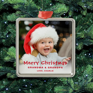 Merry Christmas Grandparent Photo Gift Metal Tree Decoration