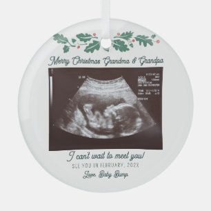 Merry Christmas Grandparent Pregnancy Announcement Glass Tree Decoration