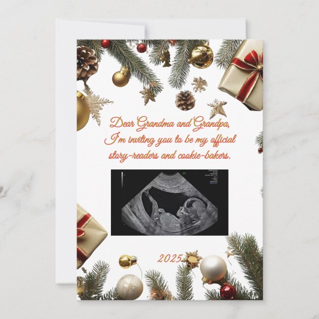 Merry Christmas Grandparents Pregnancy Invitations (Front)