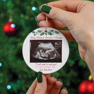 Merry Christmas Grandparents Ultrasound Pregnancy Ceramic Tree Decoration