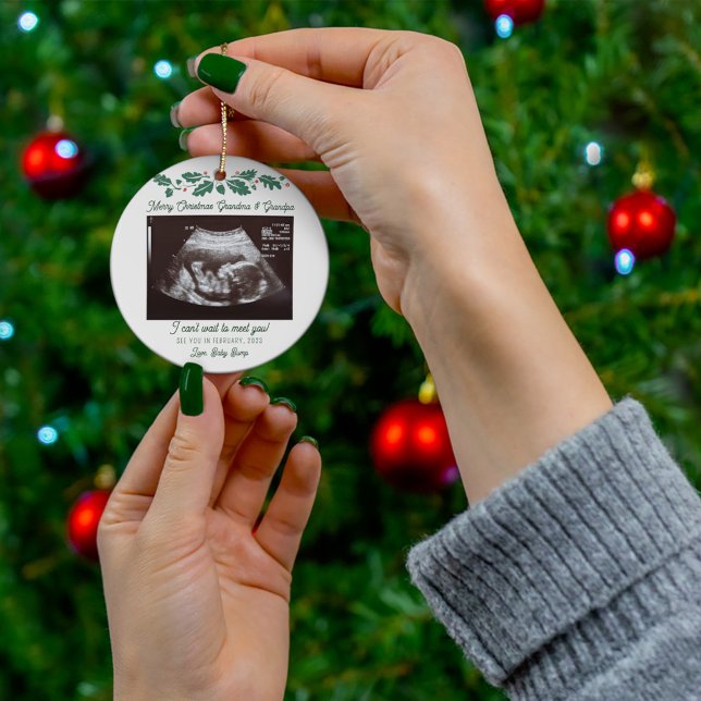 Merry Christmas Grandparents Ultrasound Pregnancy Ceramic Tree Decoration (Creator Uploaded)