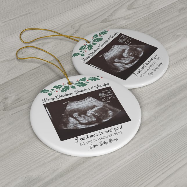 Merry Christmas Grandparents Ultrasound Pregnancy Ceramic Tree Decoration (Creator Uploaded)