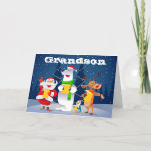 **MERRY CHRISTMAS GRANDSON** CAROLING FOR YOU! HOLIDAY CARD