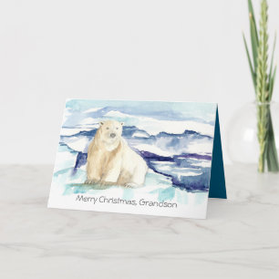 Merry Christmas Grandson Polar Bear Iceberg Card