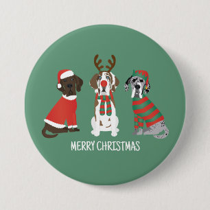 Merry Christmas Great Dane Dogs 7.5 Cm Round Badge