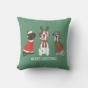 Merry Christmas Great Dane Dogs Cushion