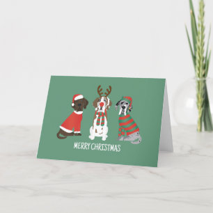 Merry Christmas Great Dane Dogs Holiday Card