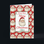 Merry Christmas Great Niece Santa  Holiday Card<br><div class="desc">A lovely great Niece Christmas card.  Design pattern features santa claus smiling face and a red background.  All text can be amended as needed to customise - change daughter,  niece or sister,  then personalise with a name and inside message.</div>
