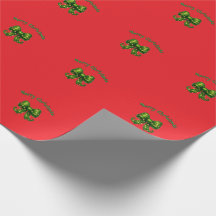 Merry Christmas Green Bow Holiday Wrapping Paper