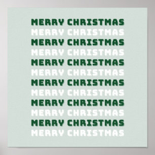 Merry Christmas, Green Christmas Art, Holiday Poster