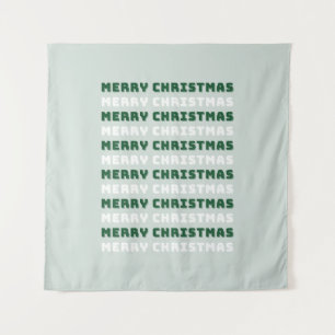 Merry Christmas, Green Christmas Art, Holiday Tapestry