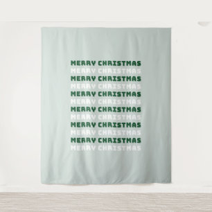 Merry Christmas, Green Christmas Art, Holiday Tapestry