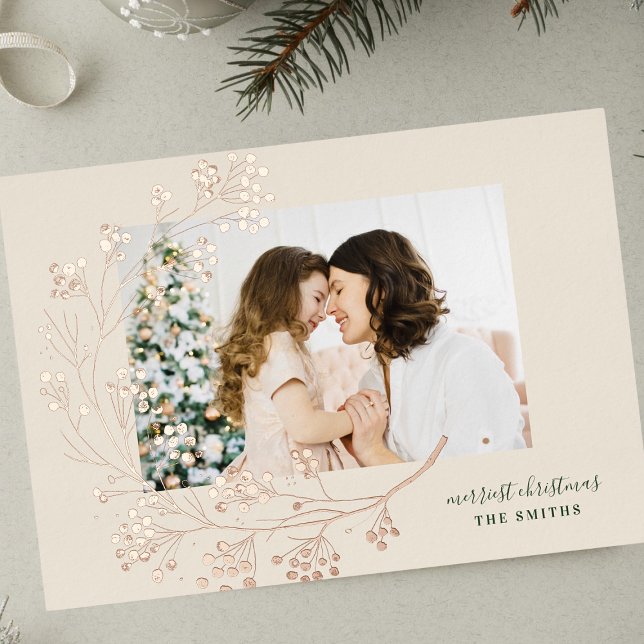 Merry Christmas | Green & Cream Photo Rose Gold (Creator Uploaded)