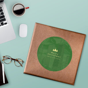 Merry Christmas Green Custom Classic Round Sticker