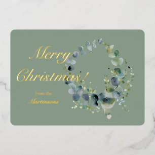 Merry Christmas Green Eucalytus Wreath