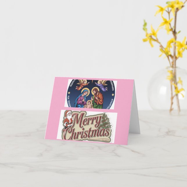Merry Christmas green family photo Holiday Card (Yellow Flower)