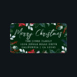 Merry Christmas Green Festive Return Address Label<br><div class="desc">More Christmas Labels in the Little Bayleigh Store!</div>