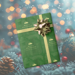 Merry Christmas Green Gold Wrapping Paper